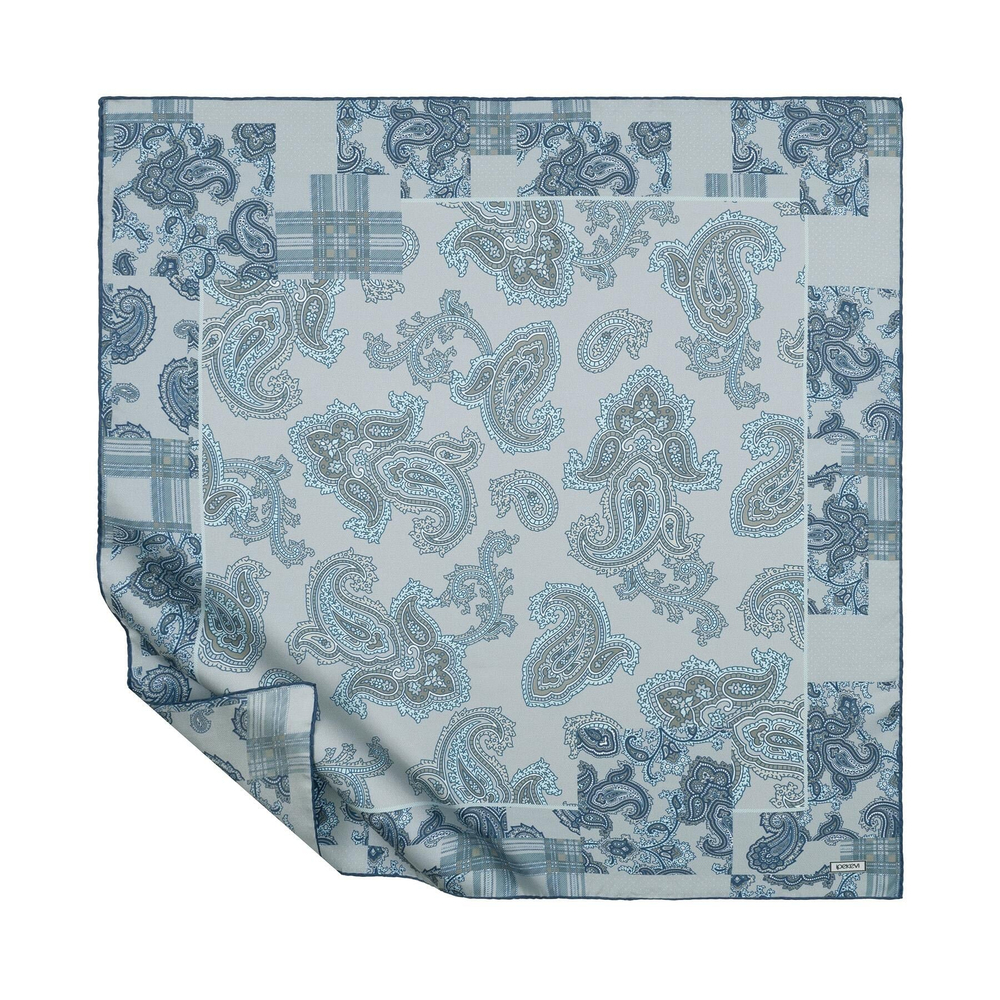 İpekevi Twill İpek Eşarp - Patchwork Desenli - Buz Beyazı