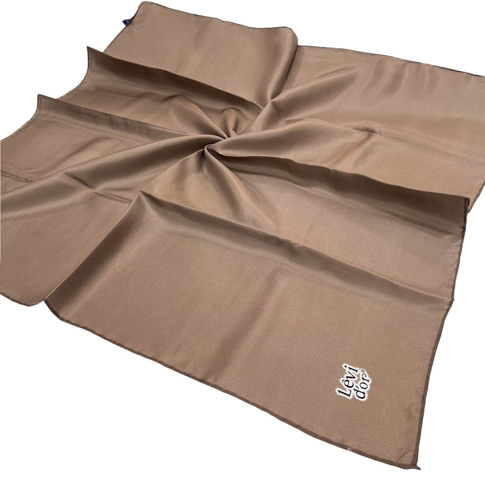 Levidor Düz Twill İpek Eşarp - Sütlü Kahve