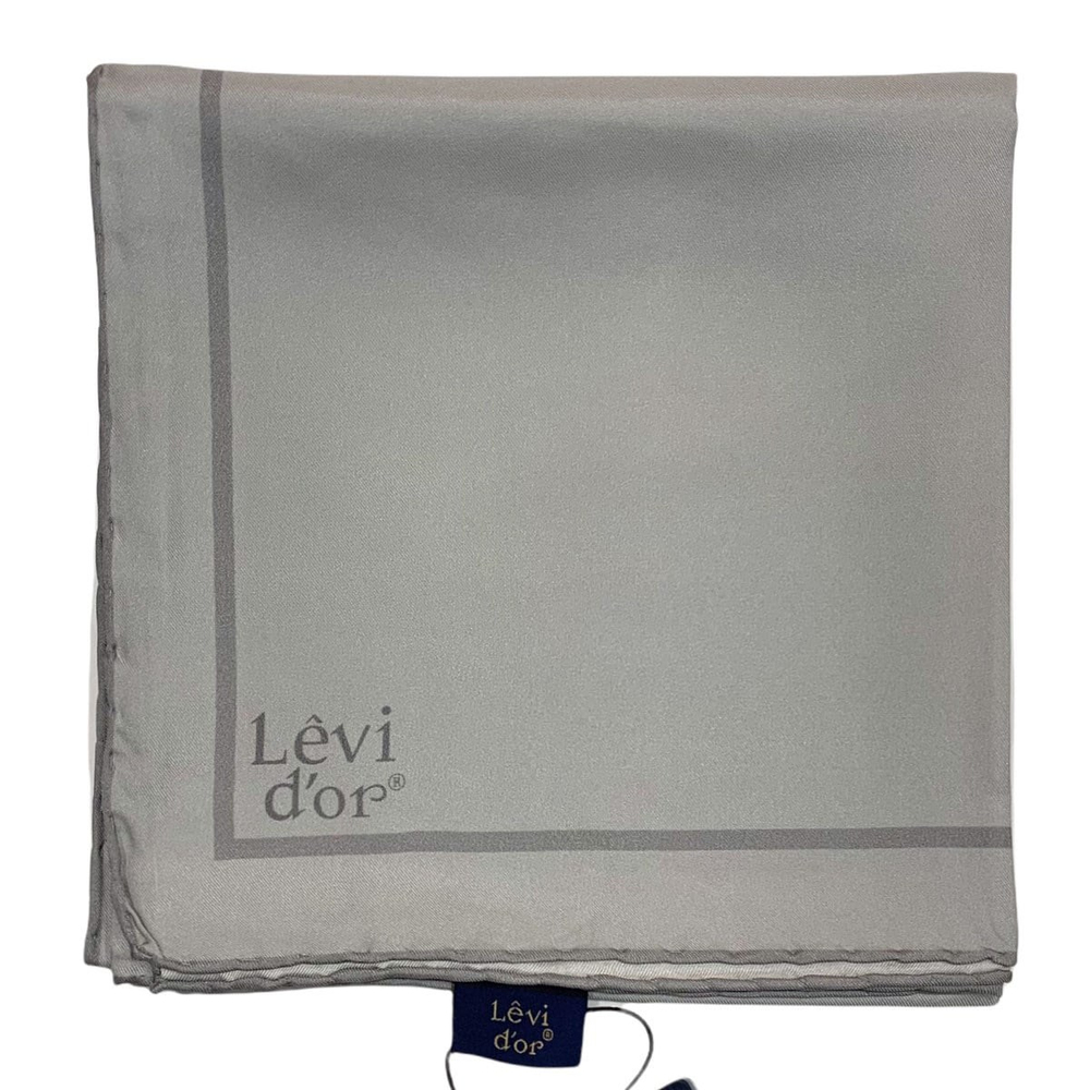 Levidor Şeritli Düz Twill İpek Eşarp - Gümüş