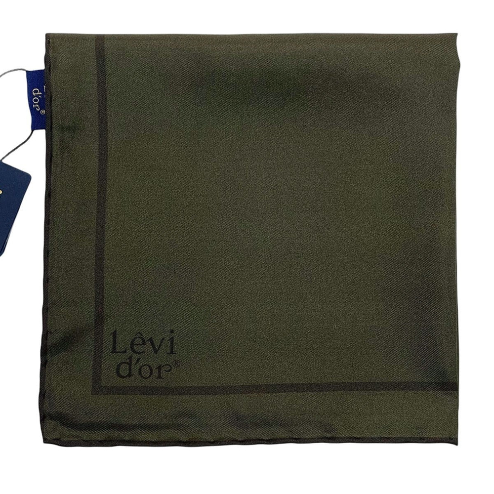 Levidor Şeritli Düz Twill İpek Eşarp - Haki