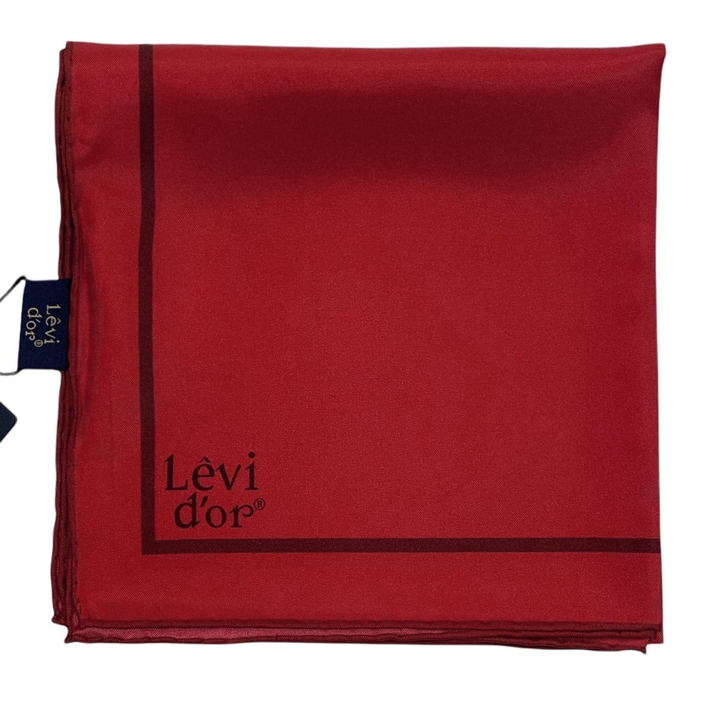 Levidor Şeritli Düz Twill İpek Eşarp - Kırmızı