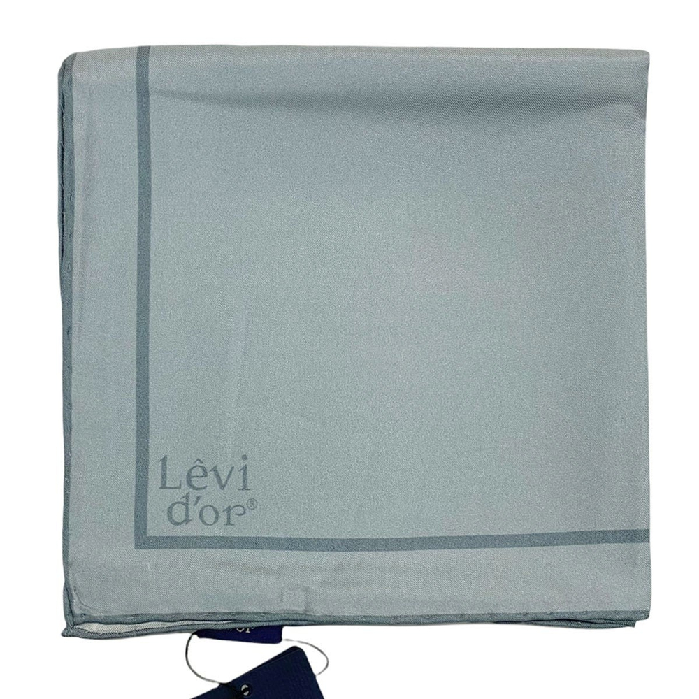 Levidor Şeritli Düz Twill İpek Eşarp - Metalik Mavi