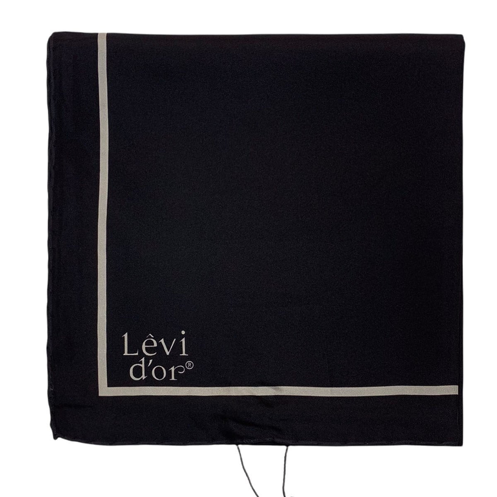 Levidor Şeritli Düz Twill İpek Eşarp - Siyah