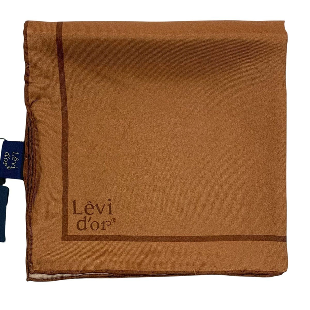 Levidor Şeritli Düz Twill İpek Eşarp - Tarçın