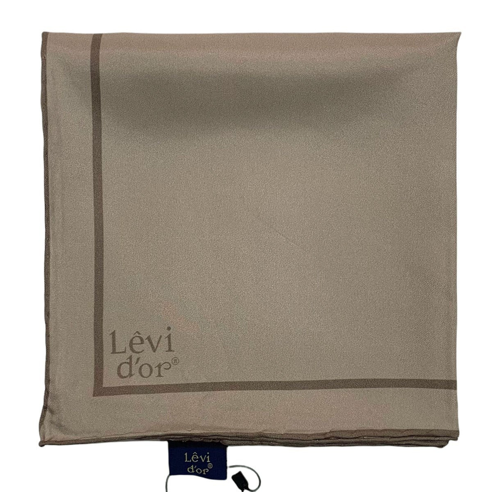 Levidor Şeritli Düz Twill İpek Eşarp - Vizon