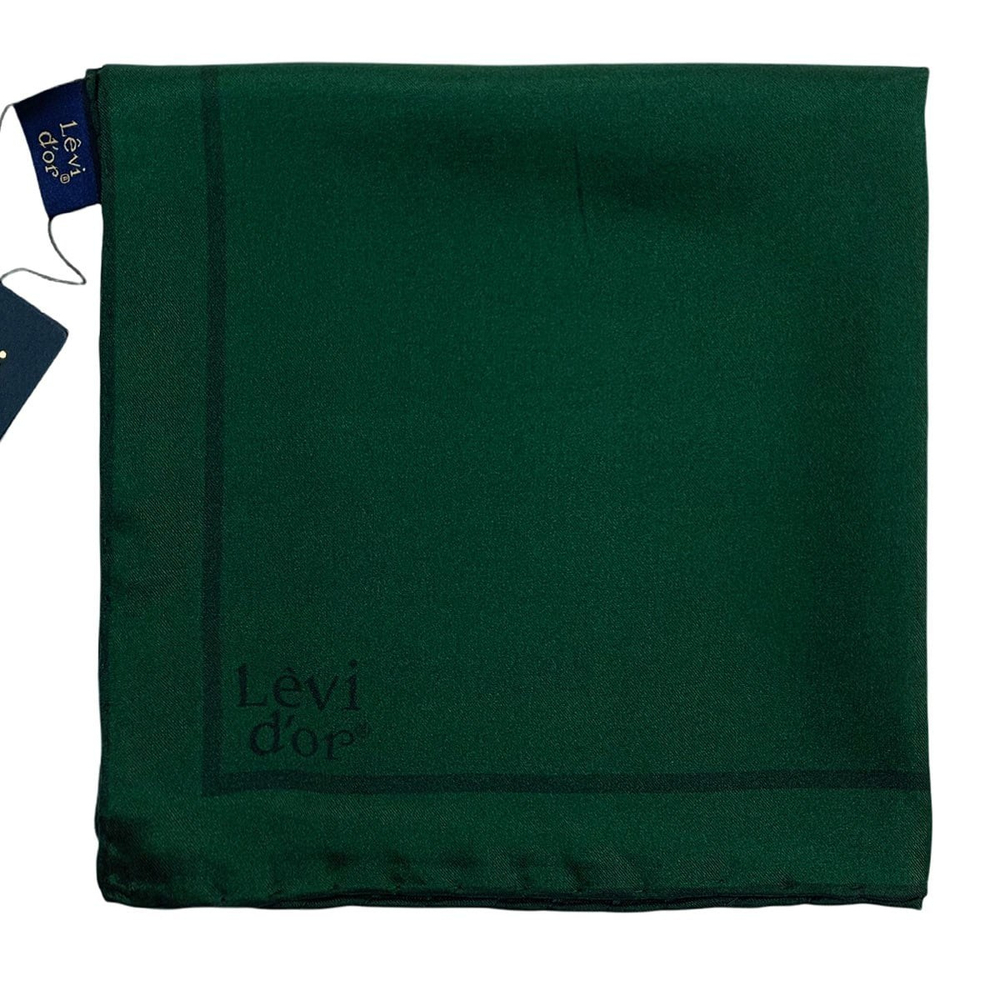 Levidor Şeritli Düz Twill İpek Eşarp - Zümrüt