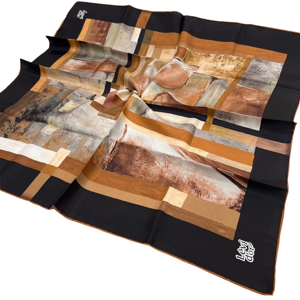 Levidor Twill İpek Eşarp - 3429 - Siyah Kahve