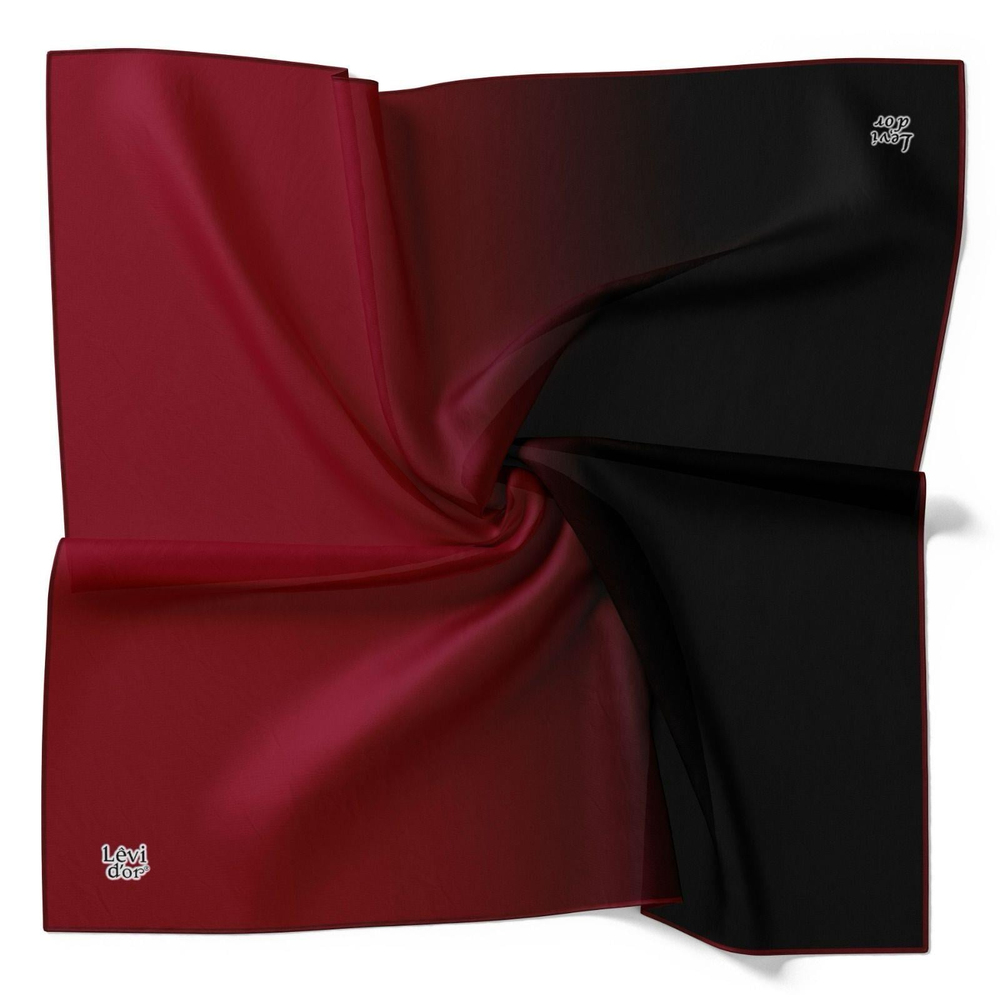 Levidor Twill İpek Eşarp - Degrade - Bordo Siyah