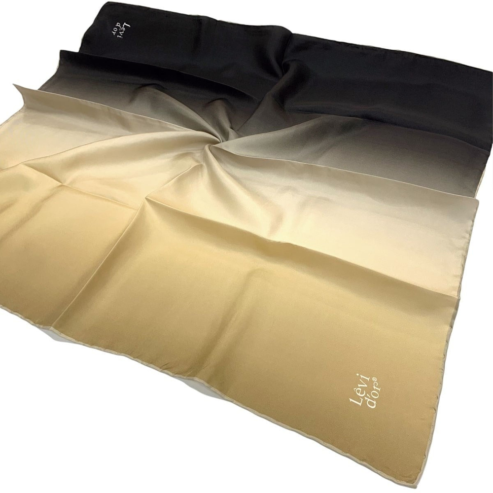 Levidor Twill İpek Eşarp - Degrade - Gold Siyah