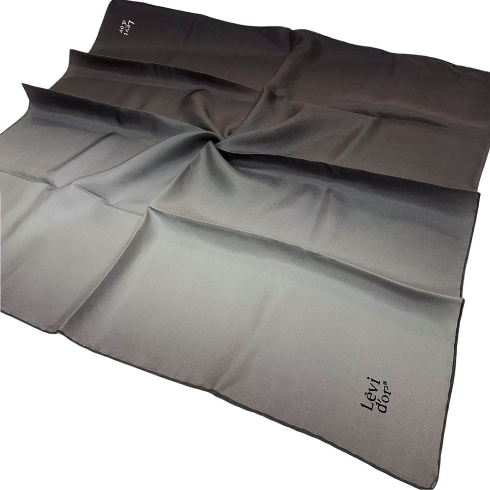 Levidor Twill İpek Eşarp - Degrade - Gri Siyah