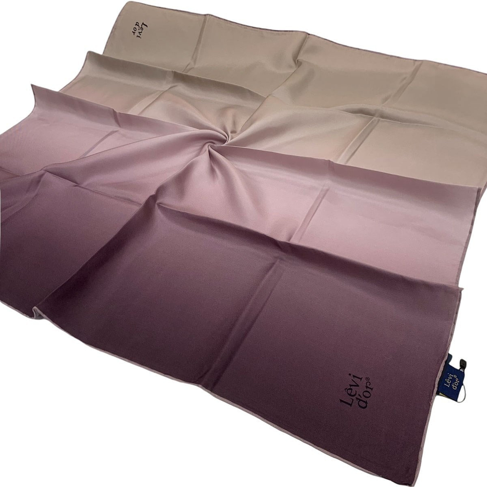 Levidor Twill İpek Eşarp - Degrade - Mor Pudra Kahve