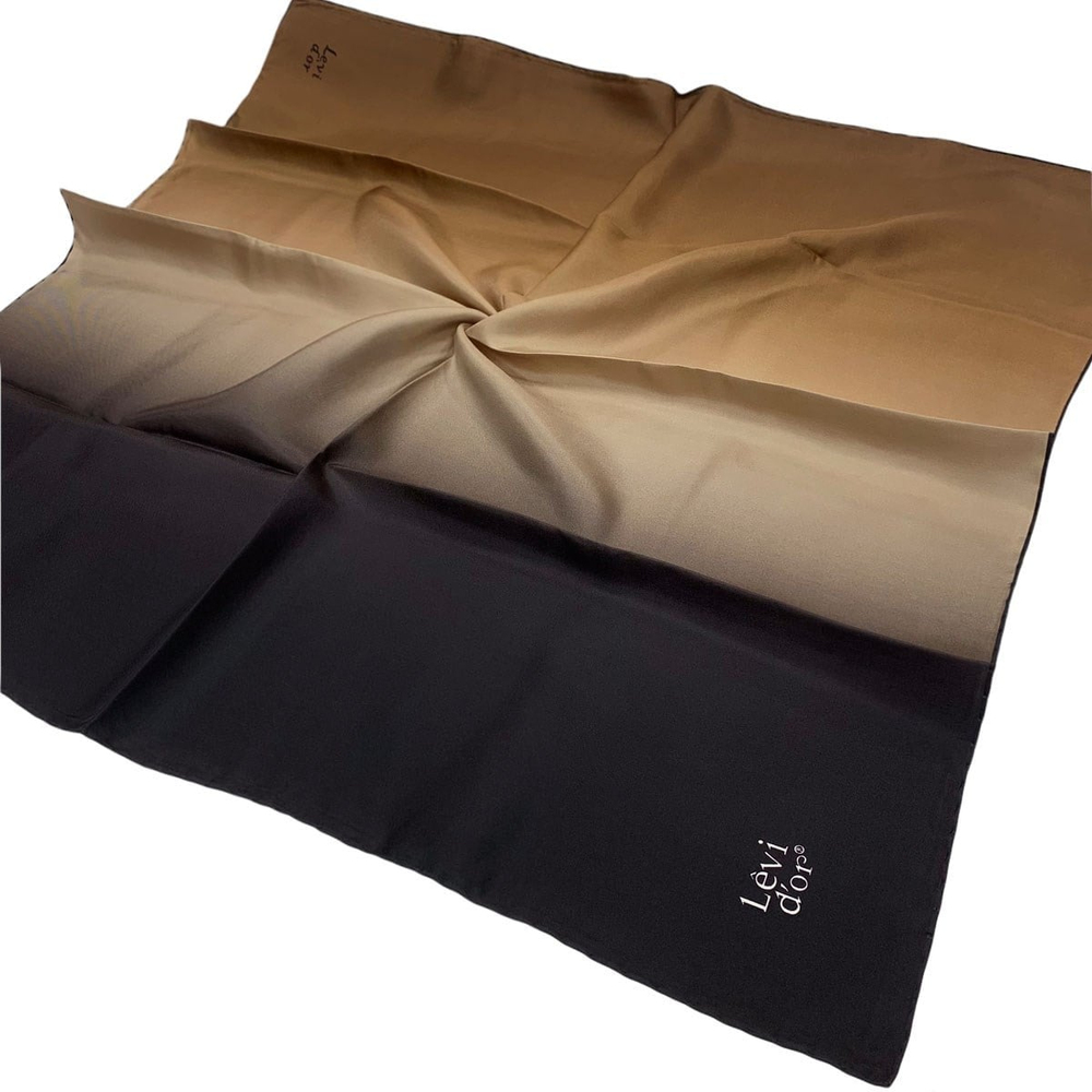 Levidor Twill İpek Eşarp - Degrade - Siyah Kahve