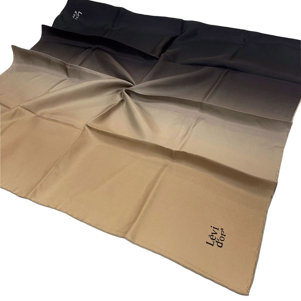 Levidor Twill İpek Eşarp - Degrade - Siyah Vizon