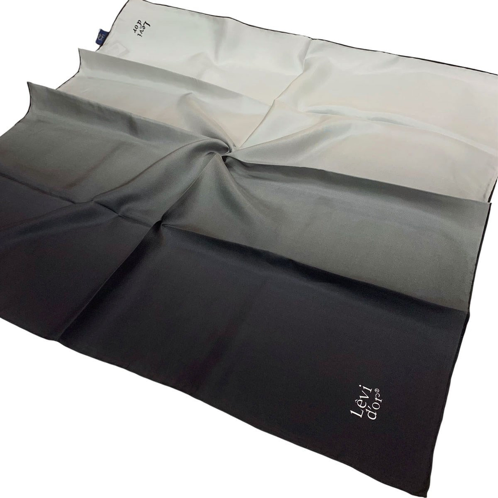 Levidor Twill İpek Eşarp - Degrade - Siyah Beyaz