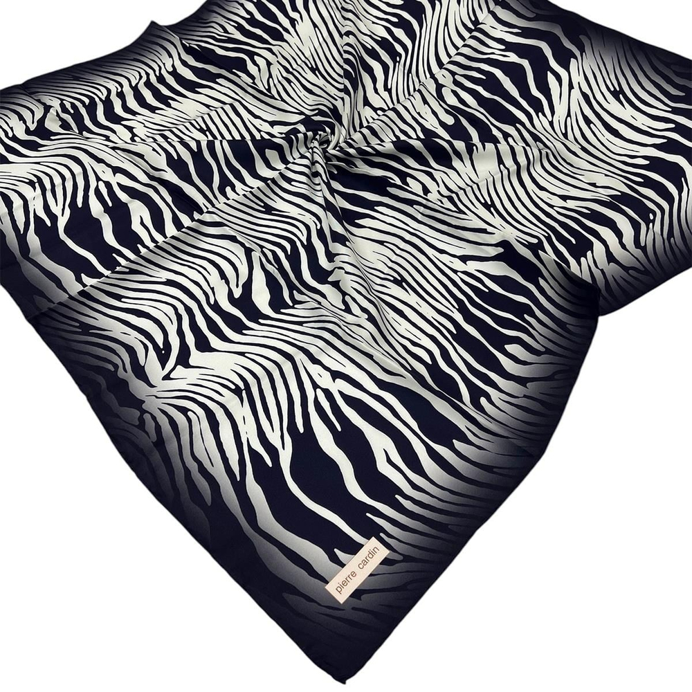 Pierre Cardin İpek Eşarp - 8652438-921 Lacivert Beyaz Twill
