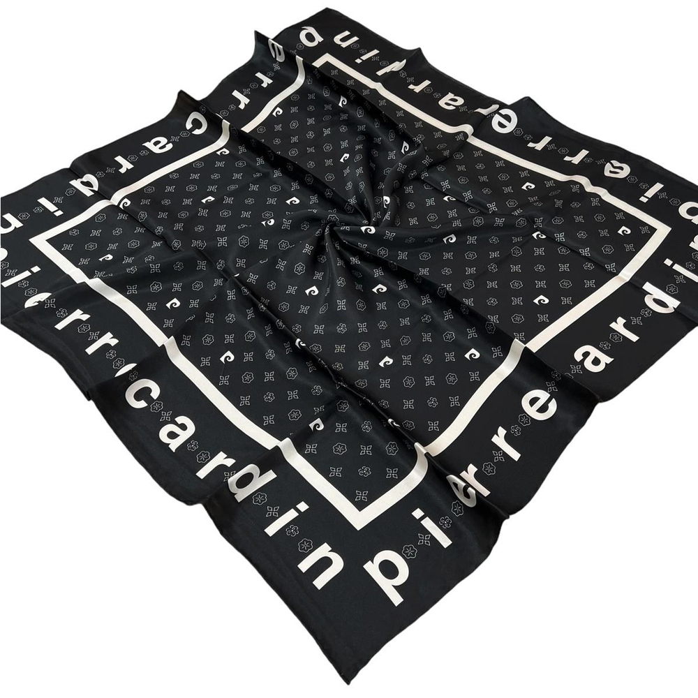 Pierre Cardin İpek Eşarp - 8940438-911 Siyah Beyaz Twill
