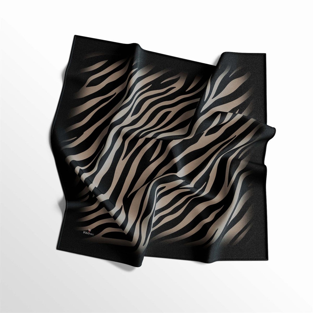 Polowell Twill Eşarp - Zebra Desenli - Siyah Kahve