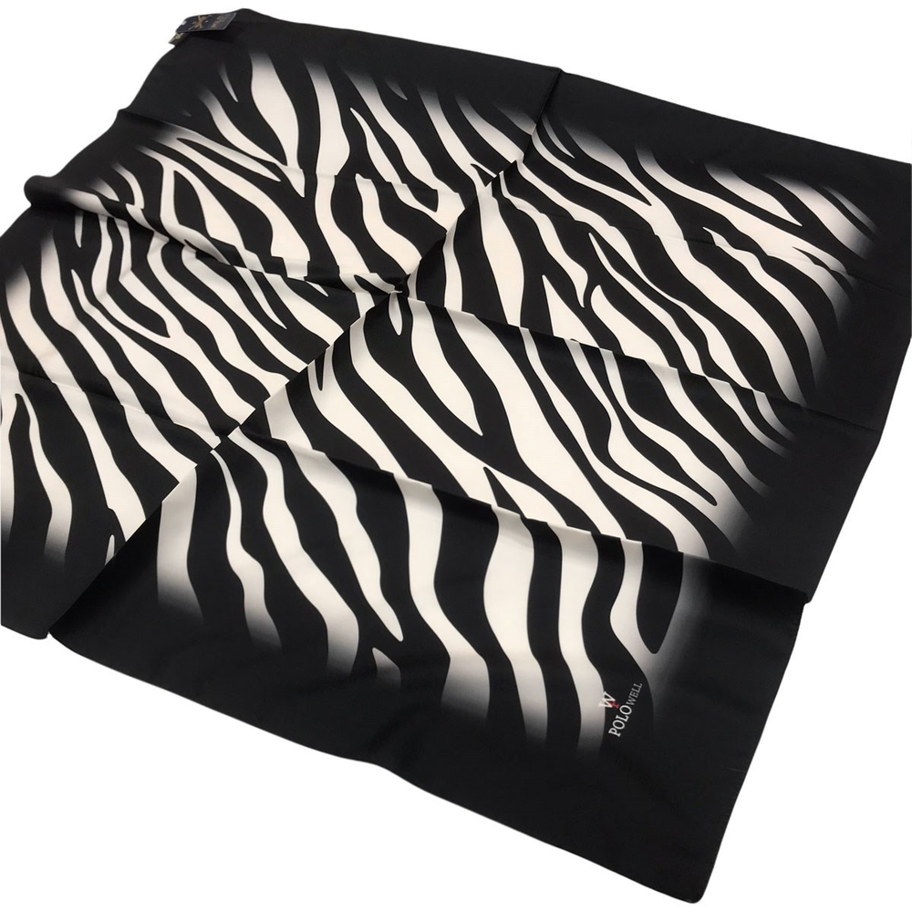 Polowell Twill Eşarp - Zebra Desenli - Siyah Beyaz