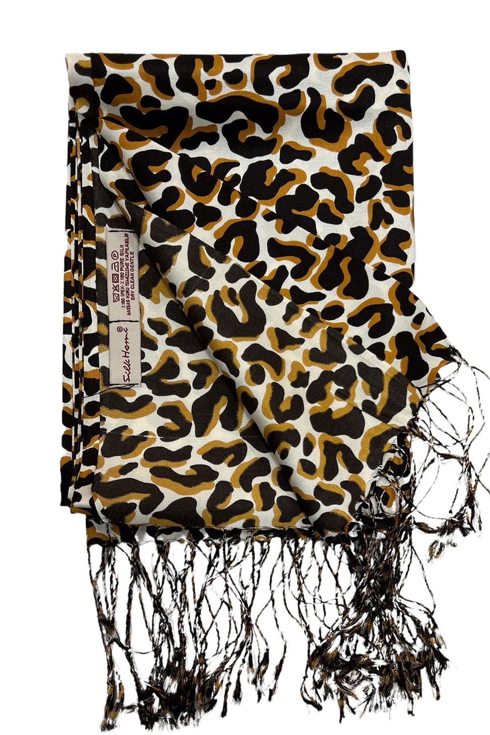 Silk Home İpek Şal - Leopar Desenli - Kahve