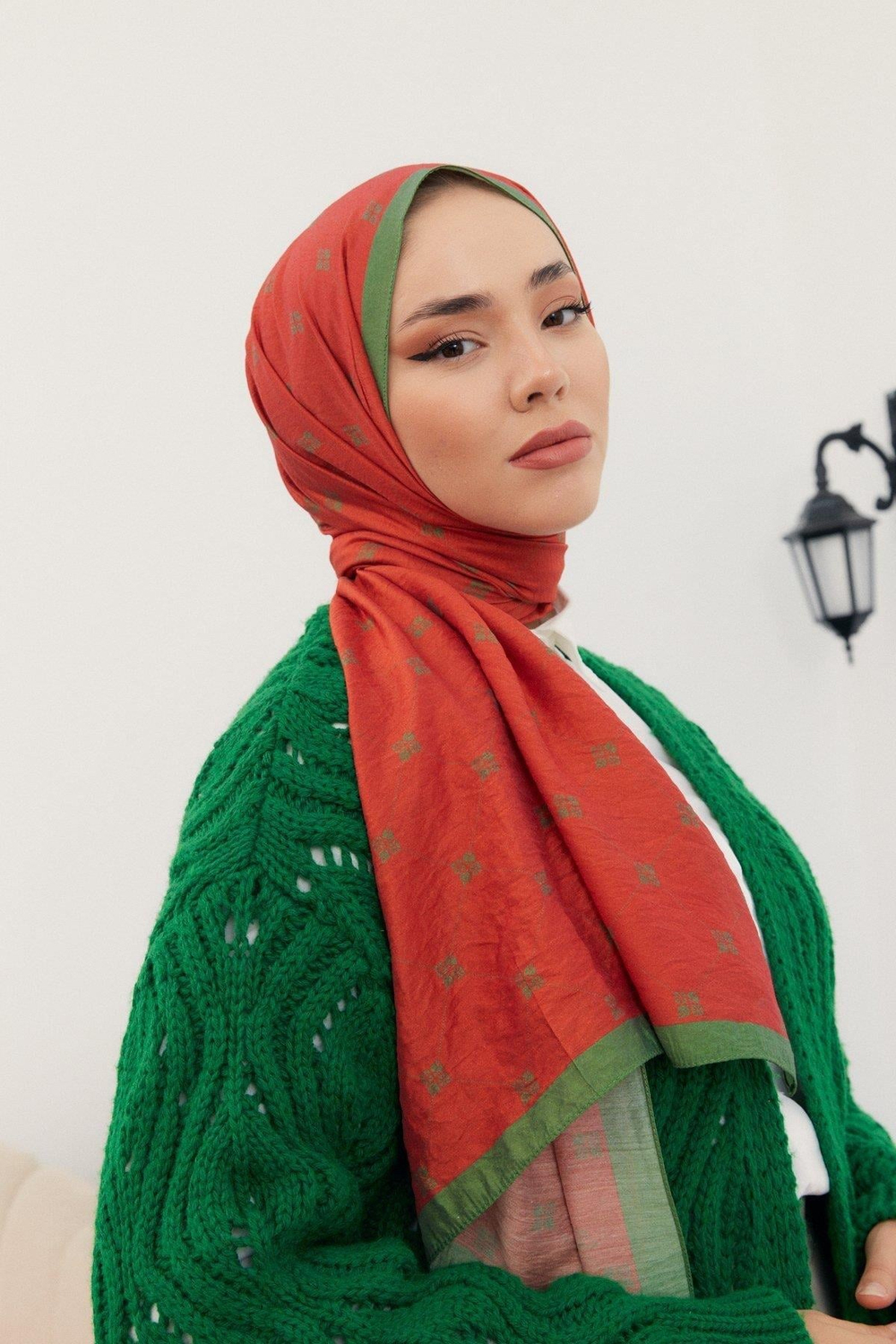 Silk Home Olinda Şal - 49003 - Turuncu Yeşil