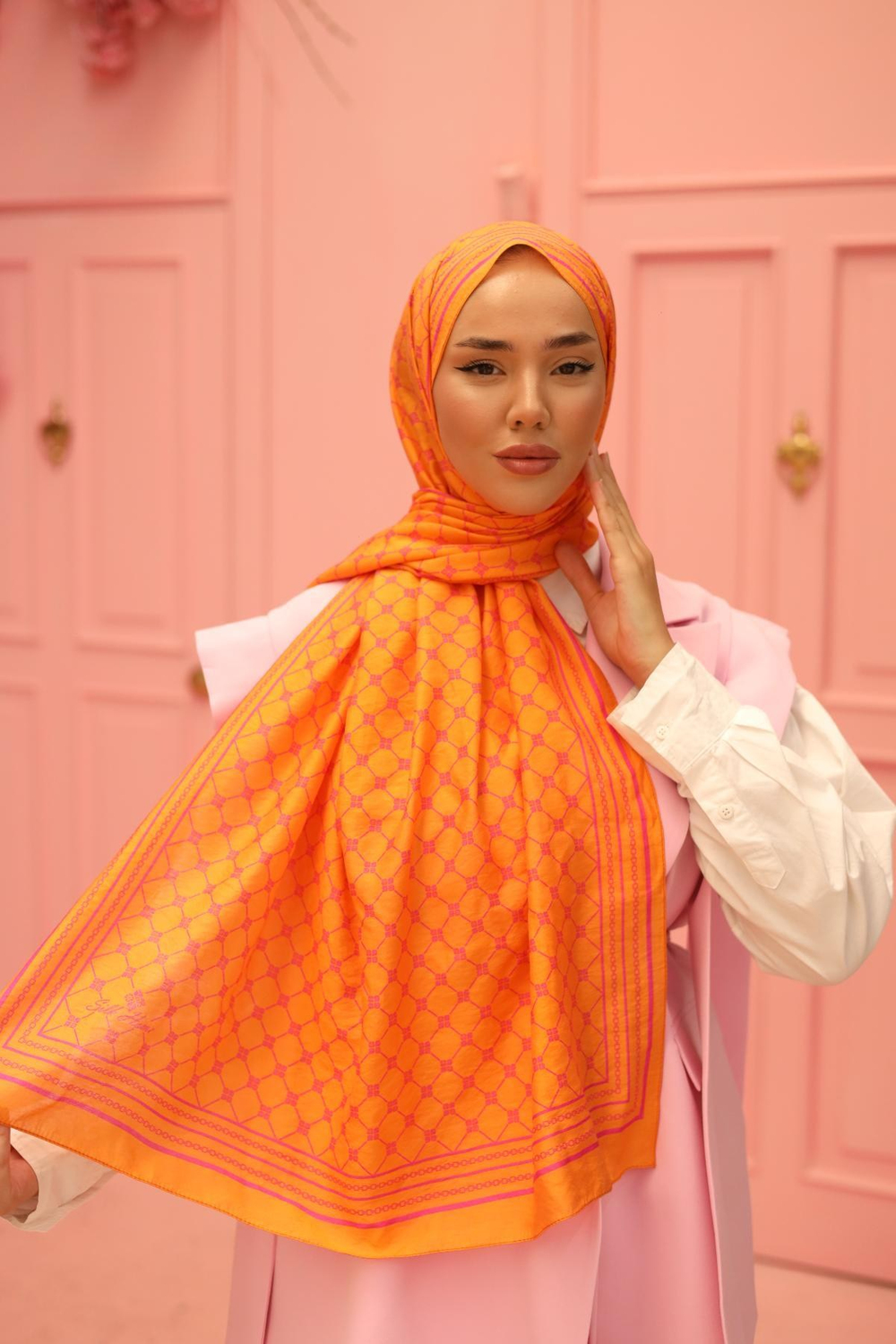 Silk Home Olinda Şal - 49005 - 21 Turuncu Pembe