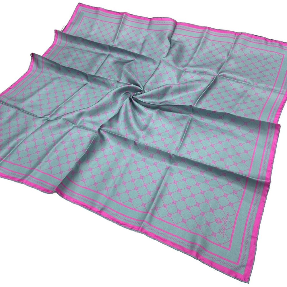 Silk Home Twill İpek Eşarp - 11393 Çelik Mavi Fuşya