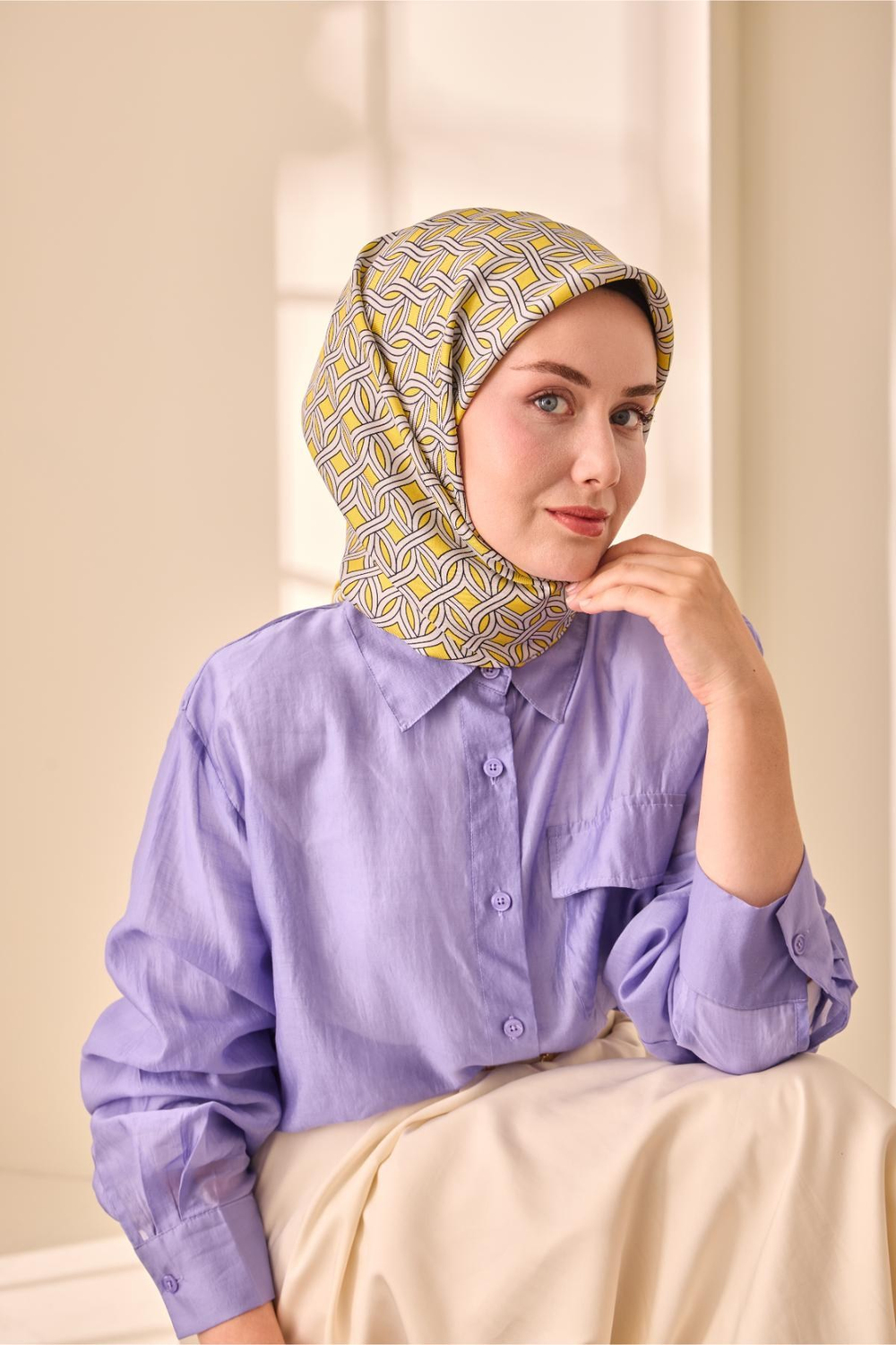 Silk Home Twill İpek Eşarp - 11479-05 Sarı Gümüş