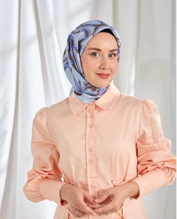 Silk Home Twill İpek Eşarp - 11548-08 Lila Mavi