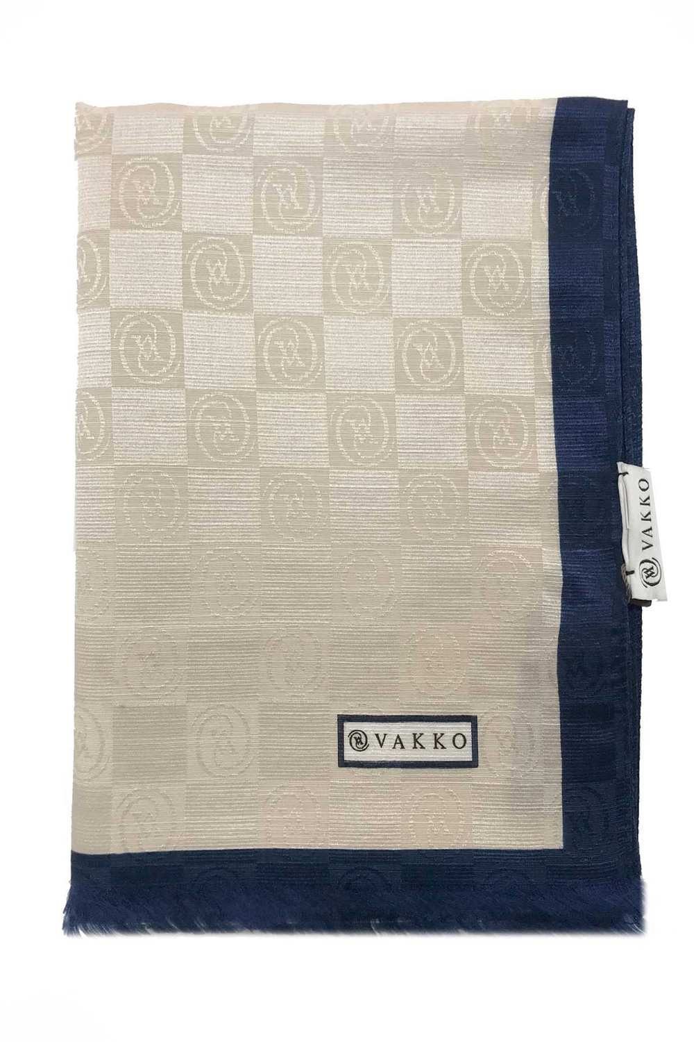 Vakko Dama Şal - Krem Lacivert 4