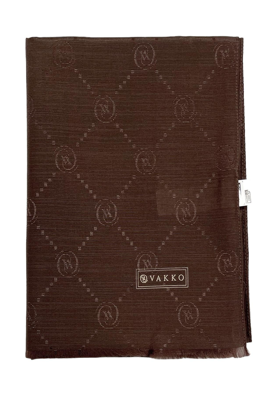 Vakko Pamuk İpek Şal - Monogram - Acı Kahve