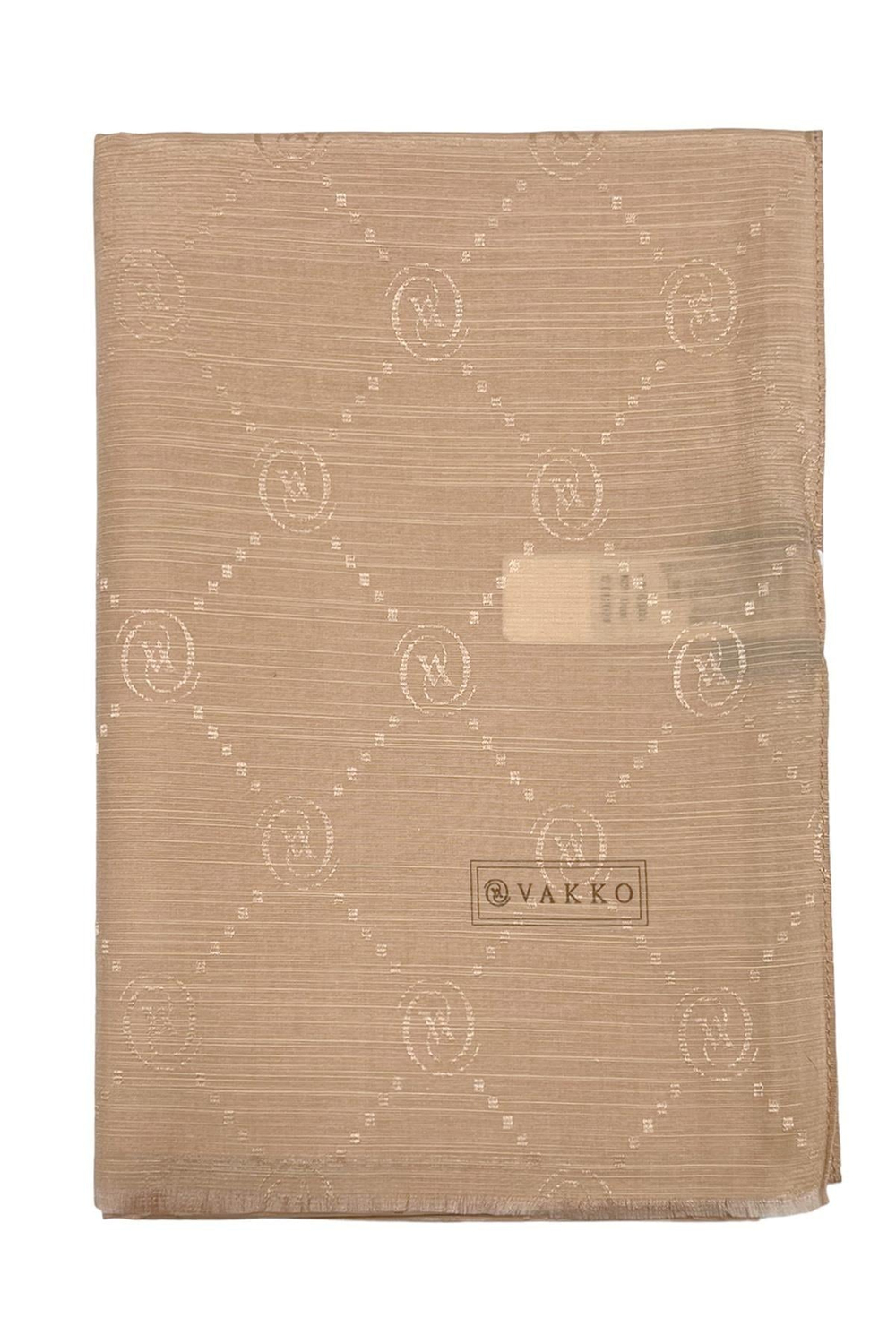 Vakko Pamuk İpek Şal - Monogram - Nude