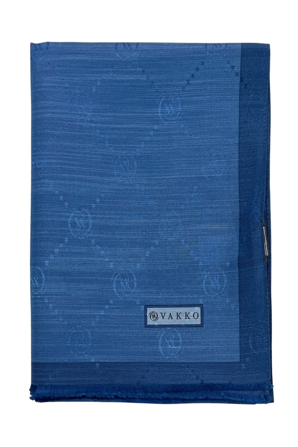 Vakko Pamuk İpek Şal - Şeritli Monogram - Saks