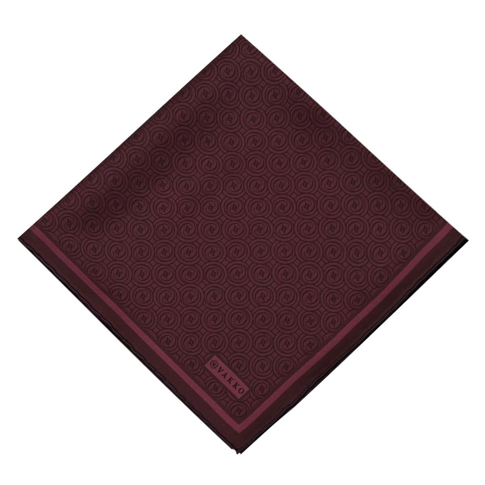 Vakko Twill İpek Eşarp - Yeni Monogram - Bordo