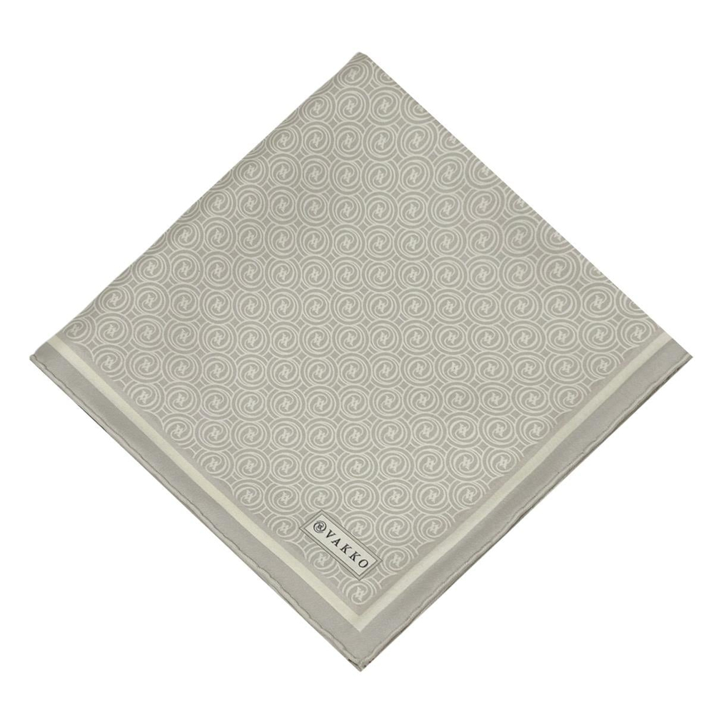 Vakko Twill İpek Eşarp - Yeni Monogram - Açık Taş Krem