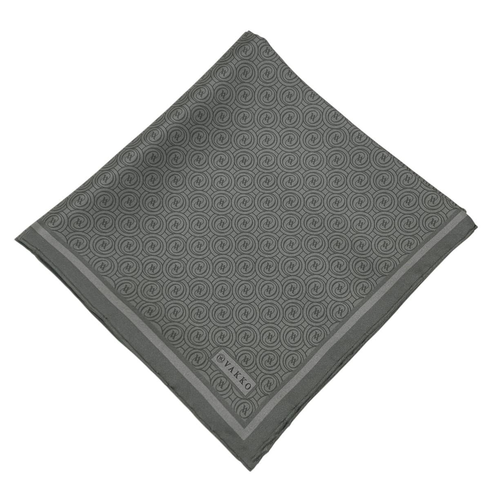 Vakko Twill İpek Eşarp - Yeni Monogram - Koyu Gri