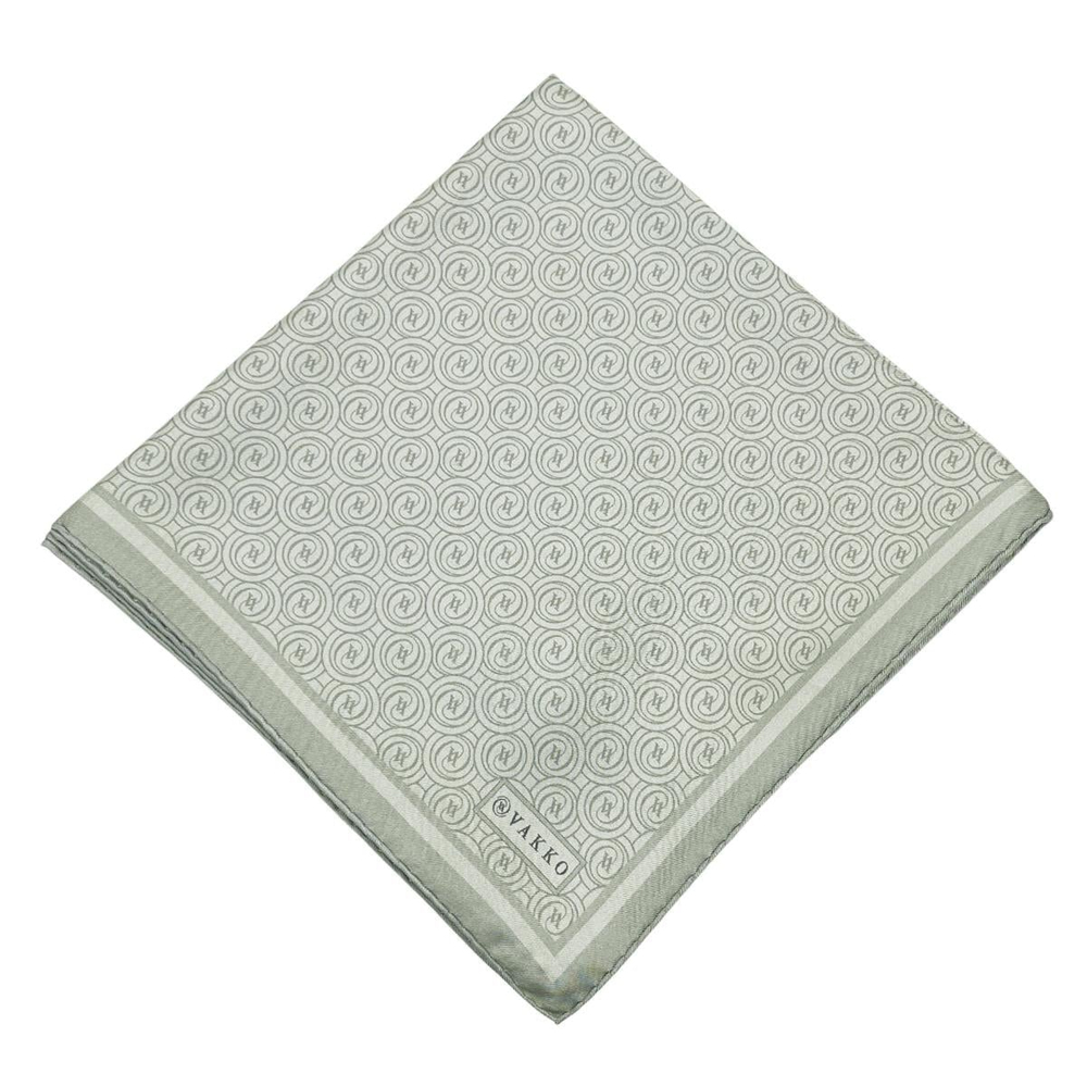 Vakko Twill İpek Eşarp - Yeni Monogram - Soft Yeşil
