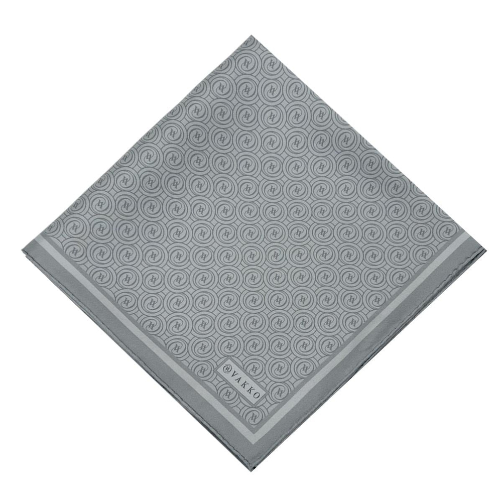 Vakko Twill İpek Eşarp - Yeni Monogram - Gri