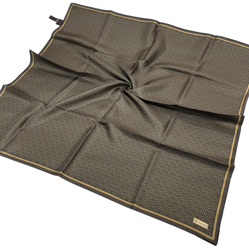 Vakko Twill İpek Eşarp - Yeni Monogram - Acı Kahve