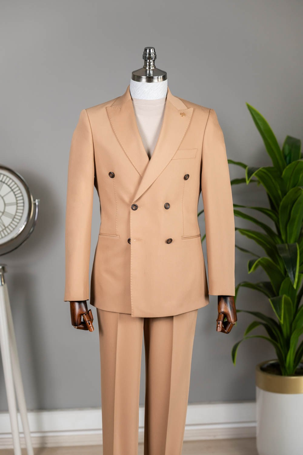 Limited  Edition Kruvaze Takım Elbise Camel