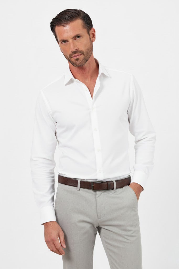 Saten Slim fit Gömlek Beyaz