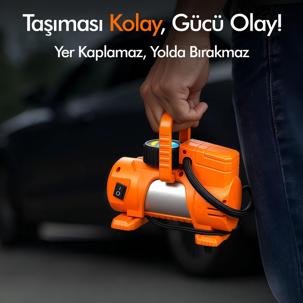 Araç Çakmak Girişli Dijital Hava Kompresörü Lastik Şişirme Pompası 12V Taşınabilir Oto Kokusu Hediye