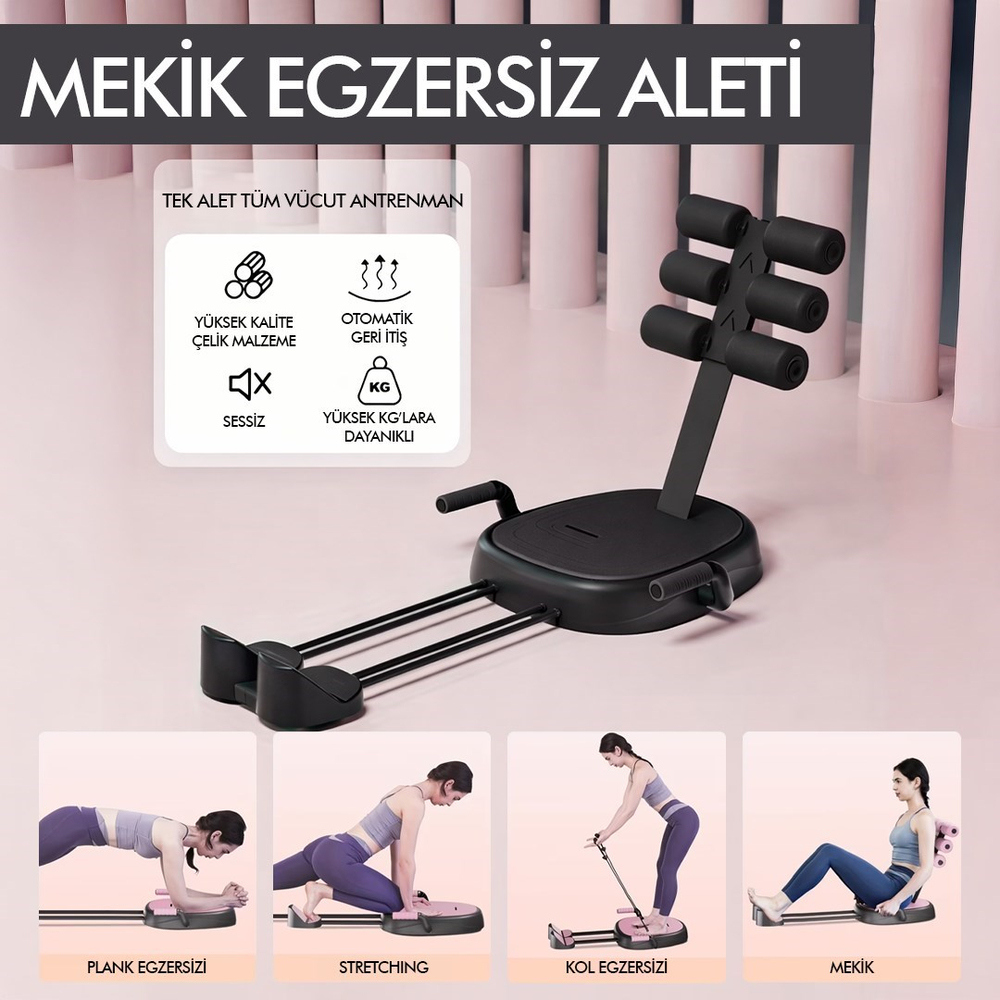 Çok Fonksiyonlu Mekik Aleti Ev Kol Üst Vücut Karın ve Core Egzersiz Cihazı Pilates Çorabı Hediye