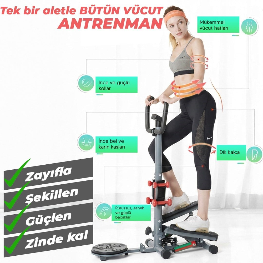Dikey Eliptik Stepper Ev Egzersiz Aleti Dirençli İpli Vücut Destekli Gösterge Direnç Lastiği Hediye