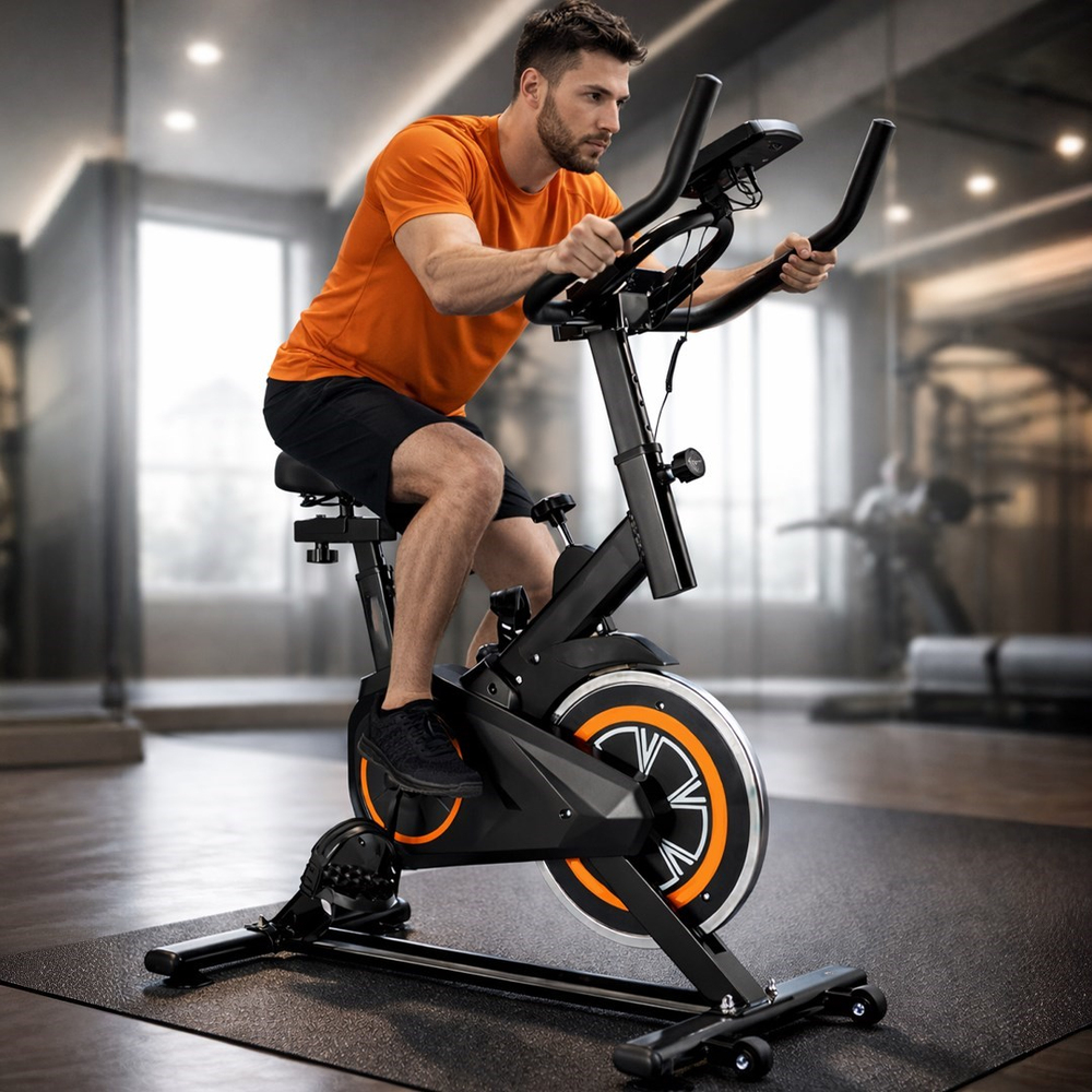 Dikey Ev Fitness Bisikleti LED Ekran Kardiyo Egzersiz Aleti Spinning Bike Nabız Direnç Lastiği Hediy