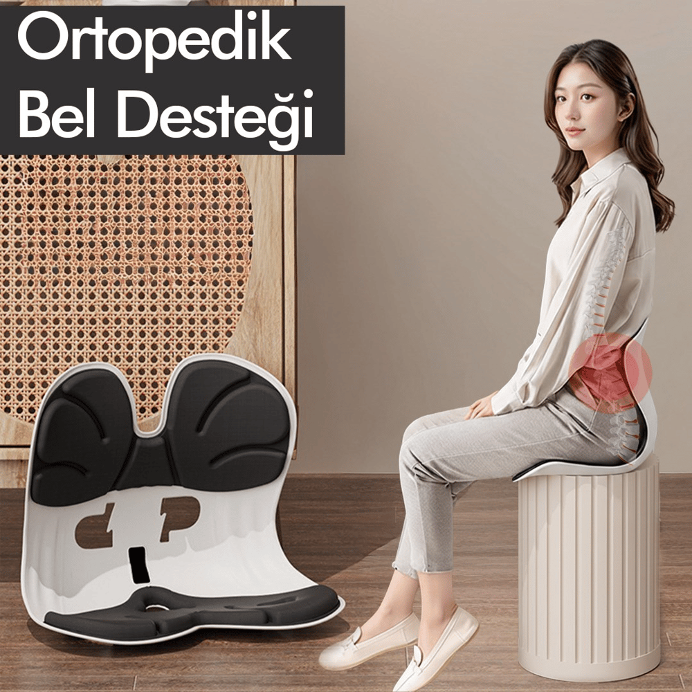 Ergonomik Ortopedik Bel Destekli Oturma Minderi Postür Düzeltici İş Ev Oto Sırt Koltuk Yastığı