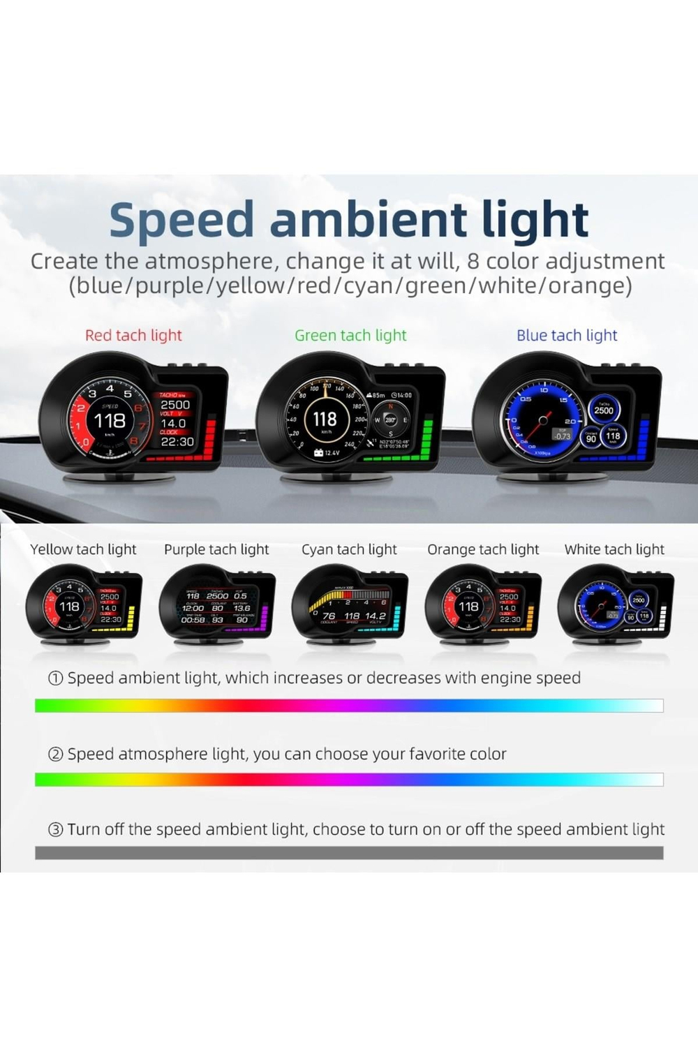 F15 HUD OBD OBD2 Dijital Kilometre RPM Su Sıcaklığı Basınç Hararet Araç Veri Ekranı Head Up Display