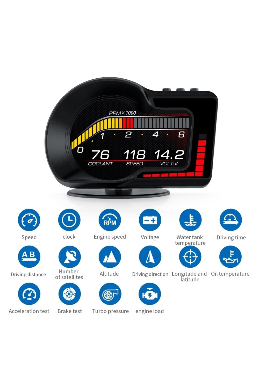 F15 HUD OBD OBD2 Dijital Kilometre RPM Su Sıcaklığı Basınç Hararet Araç Veri Ekranı Head Up Display