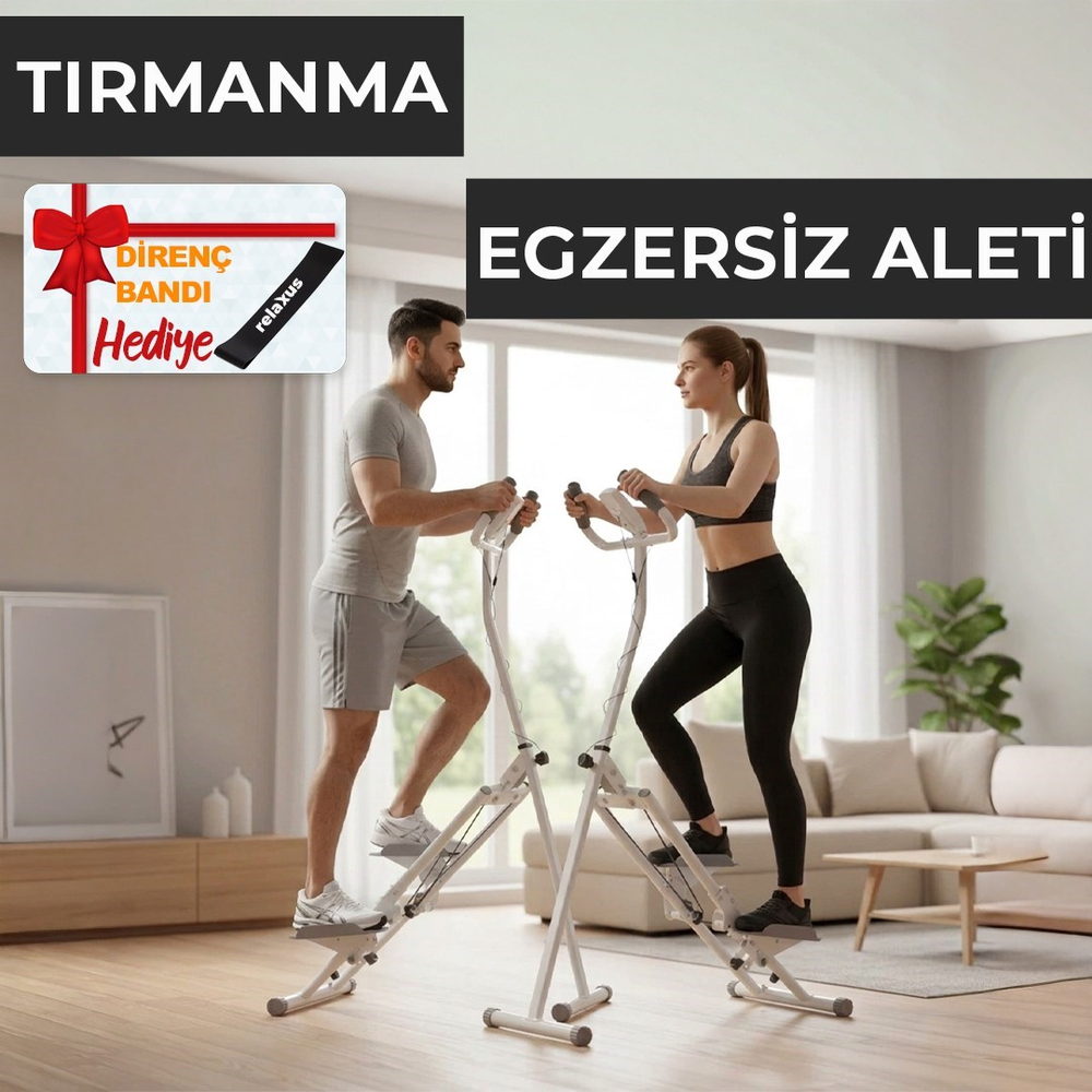 Katlanabilir Dikey Merdiven Tırmanma Basamak Kondisyon Egzersiz Fitness Aleti Direnç Lastiği Hediye