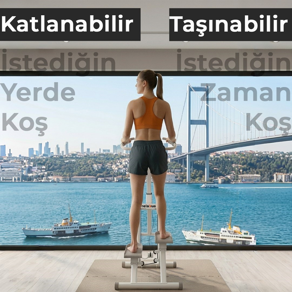 Katlanabilir Dikey Merdiven Tırmanma Basamak Kondisyon Egzersiz Fitness Aleti Direnç Lastiği Hediye