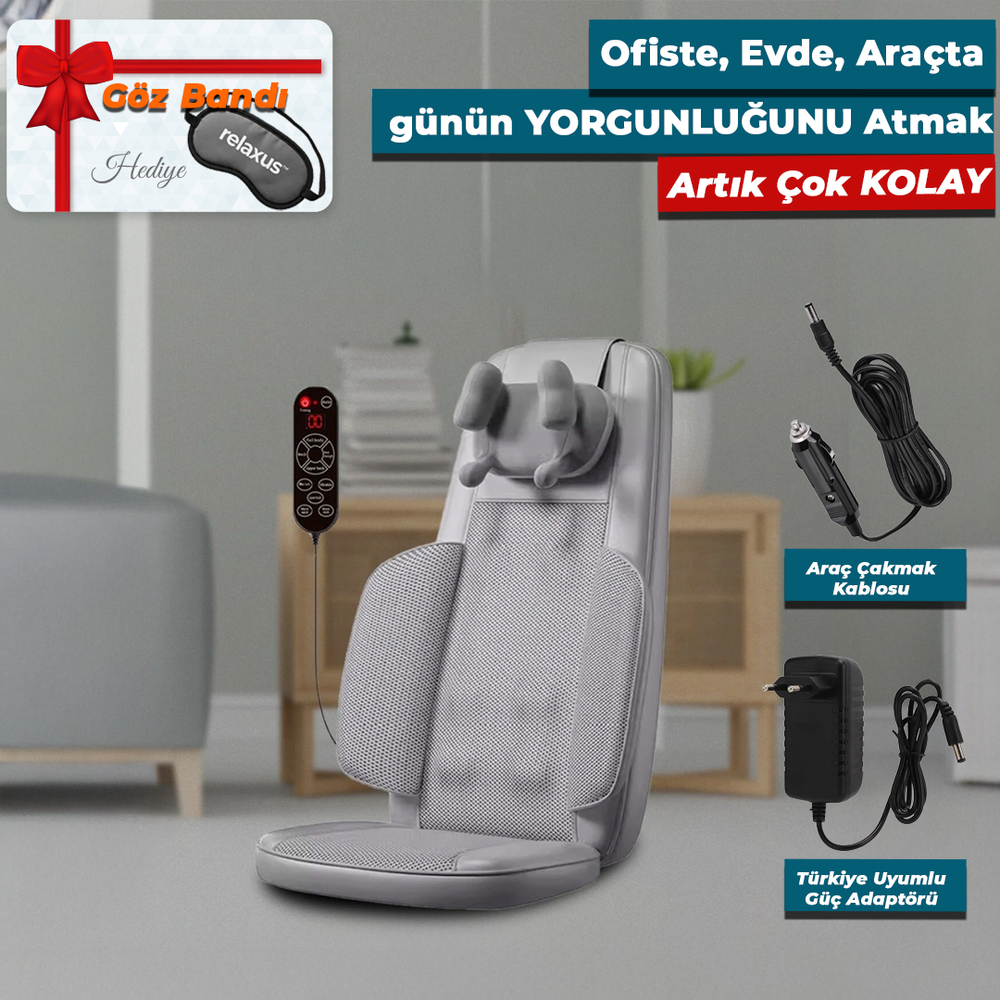Masaj Koltuğu Minderi Isıtmalı, Titreşimli, Sırt, Bel Ve Omuz Ofis Masaj Cihazı Ovma Yoğurma